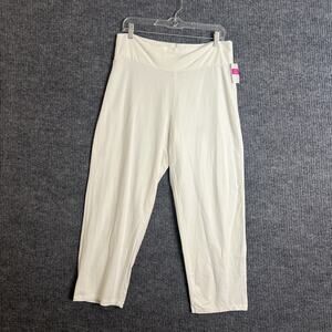 Fresh Produce Womens Pull On Pants Size Large White Wide Leg Stretch Comfort